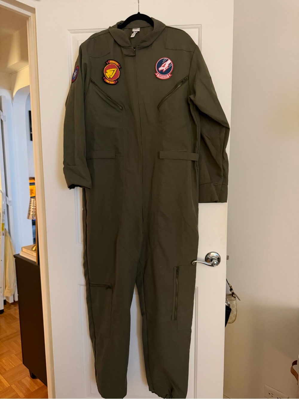 Men’s Olive Green One-Piece Flight Coverall/Maverick Costume